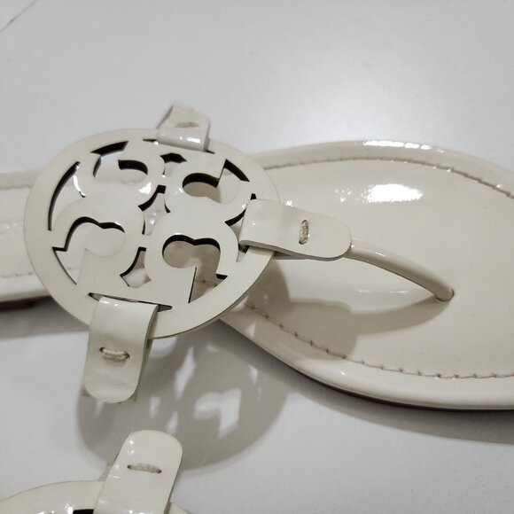 Tory Burch Miller Patent Soft Leather Sandals in Cream Women's Size 9.5 - Picture 6 of 12